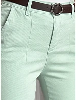 Dámské bavlněné kalhoty slim fit s páskem TAIRONIK mint FashionStreet UY2541 Dámské bavlněné kalhoty slim fit s páskem TAIRONIK mint FashionStreet UY2541