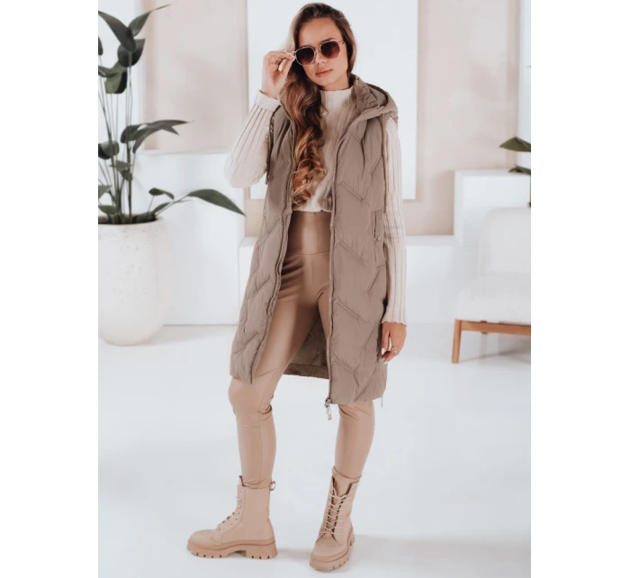 Dámská dlouhá prošívaná vesta s kapucí FashionStreet TY5098