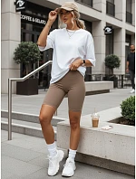 Dámské cyklistické šortky s vysokým pasem béžové FashionStreet SY0574 Dámské cyklistické šortky s vysokým pasem béžové FashionStreet SY0574