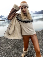 Béžový vzorovaný svetr ve stylu casual (0342)