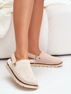 Dámské Pantofle Na Silné Podešvi S Kožíškem A Přezkou Černé Linneola