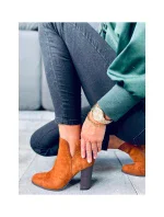 Dámské kotníkové boty na sloupkovém podpatku UK11P Hnědá Camel - Seastar