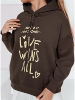 Dámská oversize mikina s kapucí LOVEWILL hnědá FashionStreet BY1470 Dámská oversize mikina s kapucí LOVEWILL hnědá FashionStreet BY1470