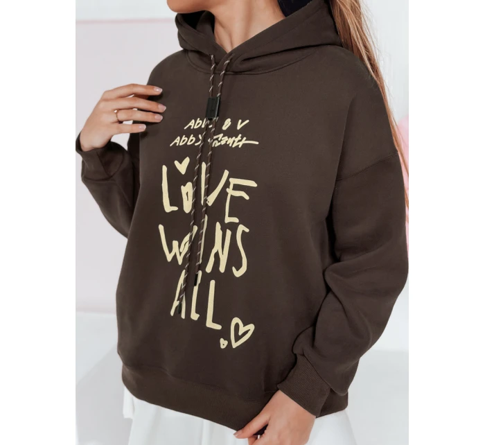 Dámská oversize mikina s kapucí LOVEWILL hnědá FashionStreet BY1470 Dámská oversize mikina s kapucí LOVEWILL hnědá FashionStreet BY1470