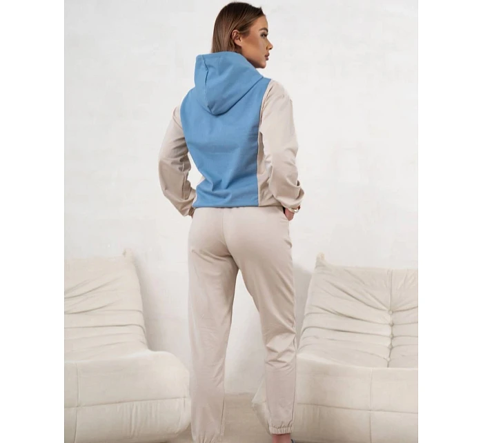Dámská dvoubarevná tepláková souprava v modré a béžové barvě (554)