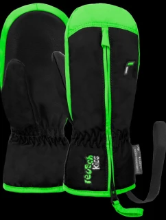 REUSCH Ben Mitten dětské zimní rukavice, zateplené, nepromokavé, černé/zelené (62/85/408/7716)