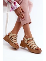 Dámské kožené sandály Zazoo 40410 béžové