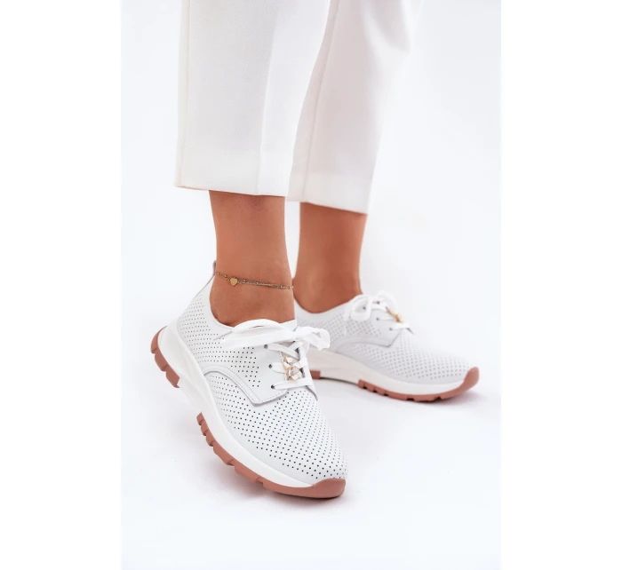 Kožené Polobotky Dámské S Připínacím Klipem Artiker 54C1810 Bílé