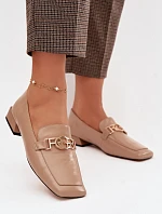 Kožené dámské mokasíny s ozdobným detailem D&A CR61-3125 Béžové