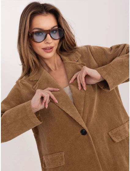 Marynarka IT MA model 22016587 camelowy - FPrice Marynarka IT MA model 22016587 camelowy - FPrice