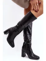 Dámské kozačky na vysokém podpatku s ozdobným černá model 21881021 - Kesi Dámské kozačky na vysokém podpatku s ozdobným černá model 21881021 - Kesi