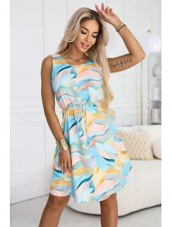 VICTORIA Trapézové letní šaty v barevných  modré model 22126911 - numoco