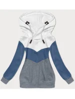 Bilo-světle modro-šedá hrubší trojbarevná dámská mikina (2303) Bilo-světle modro-šedá hrubší trojbarevná dámská mikina (2303)