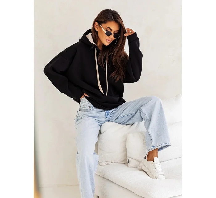 Černá hrubší dámská klokaní mikina (82131)