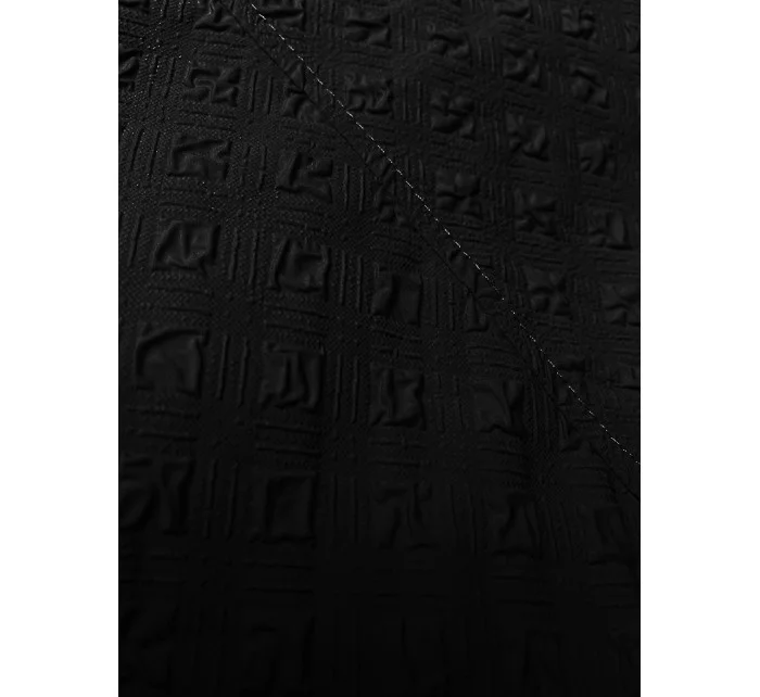 černý dámský kabát s páskem model 21248905 - STELLA FASHION černý dámský kabát s páskem model 21248905 - STELLA FASHION