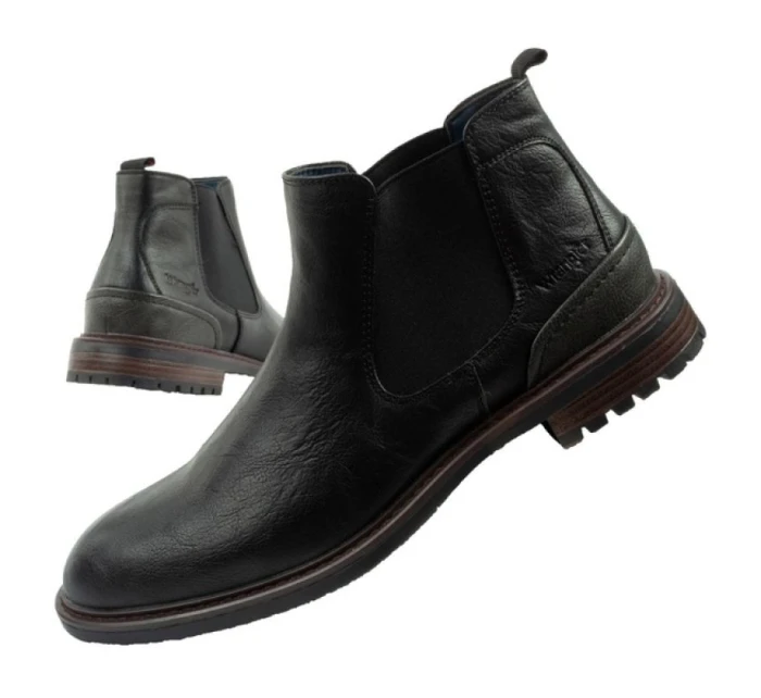 Wrangler Randy pánské boty sable boty elegantní módní slip-on černé