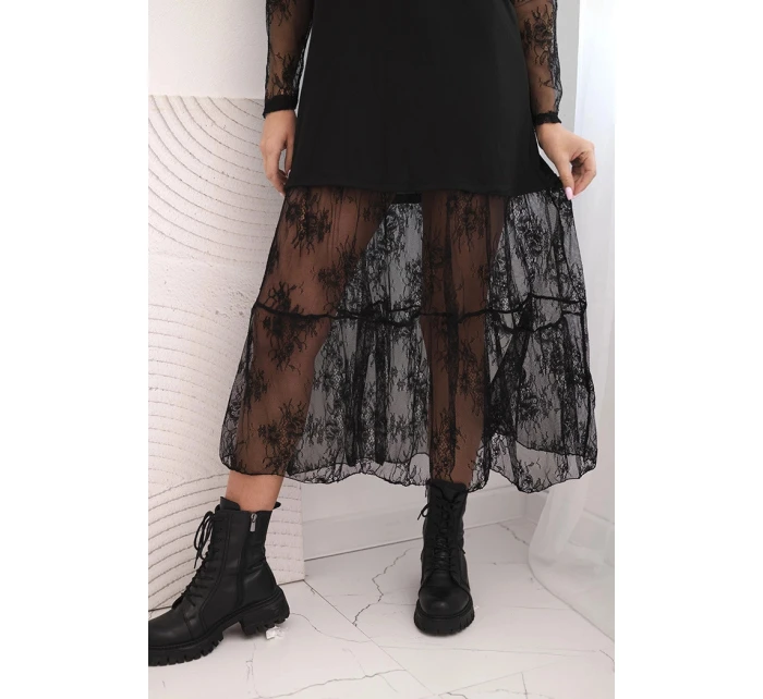Dámské šaty s model 21755776 spodkem a rukávy černá - K-Fashion