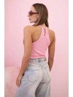 Top dámský bavlněný na ramínkách s ozdobným řetízkem růžový jasně Top dámský bavlněný na ramínkách s ozdobným řetízkem růžový jasně