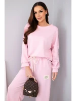 Dámská sada máslová mikina + kalhoty světle růžový