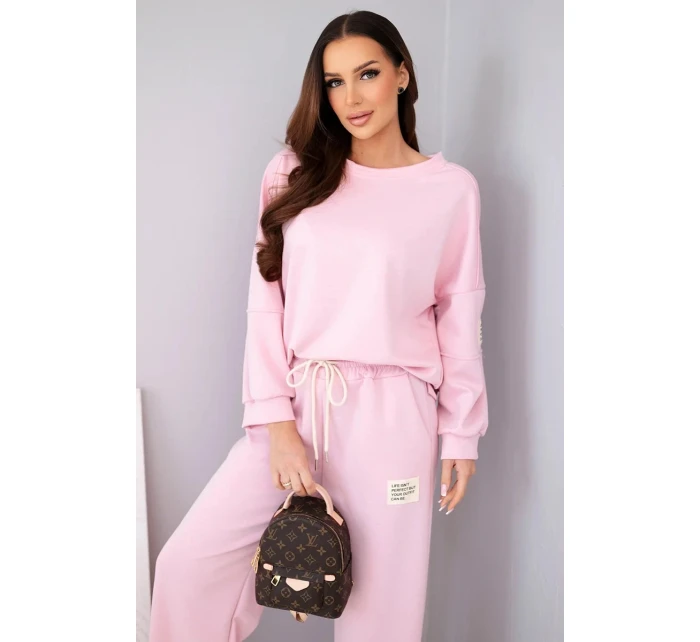 Dámská sada máslová mikina + kalhoty světle růžový