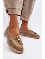 Bezové Dámské Mokasíny Na Ploché Podrážce Zazoo 3420