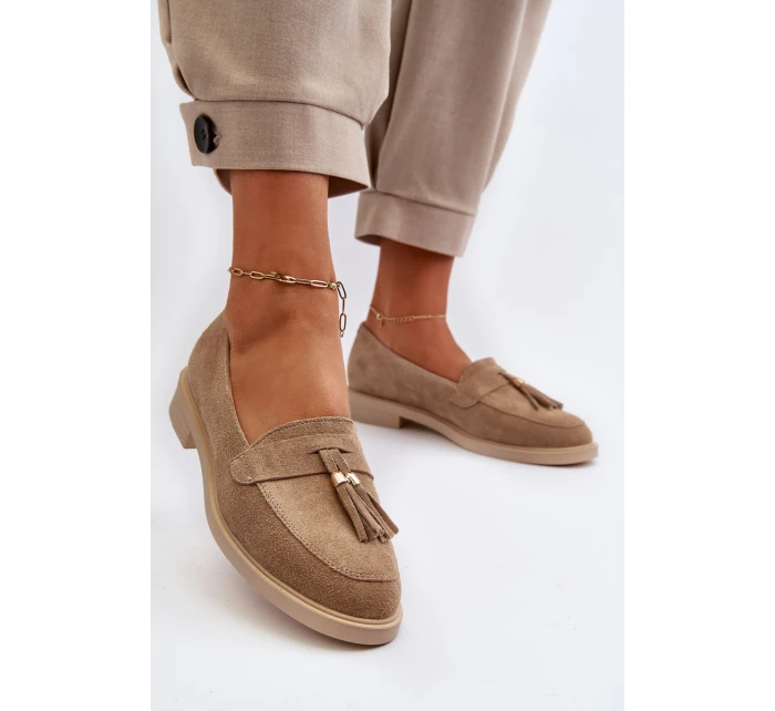 Bezové Dámské Mokasíny Na Ploché Podrážce Zazoo 3420