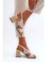Dámské sandály na podpatku béžové D&A MR38-153