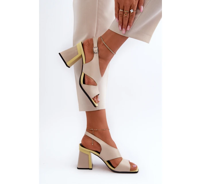 Dámské sandály na podpatku béžové D&A MR38-153