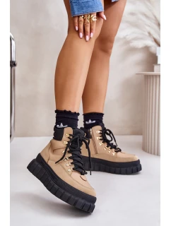 Dámské Zateplené Kotníkové Boty Na Platformě Hnědé model 21673106 - EVENTO