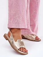 Elegantní Dámské Sandály Na Plochém Podpatku S Ozdobou S.Barski KV51-082 Zlaté