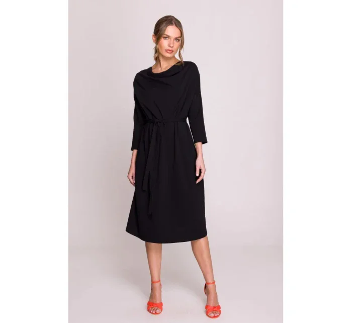 S403 Úpletové šaty nadměrné velikosti - černé