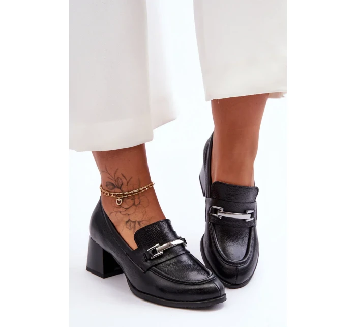 Pohodlné kožené lodičky černé Damira