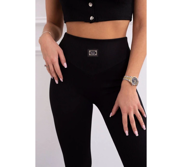 Žebrované legíny model 20686777 černé - Kesi Žebrované legíny model 20686777 černé - Kesi