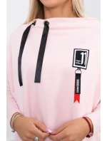 Oversize mikina s asymetrickými boky pudrově růžová