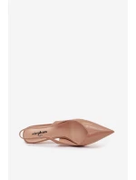 Lakované lodičky na jehlovém podpatku tmavě béžové model 21757869 - Boto