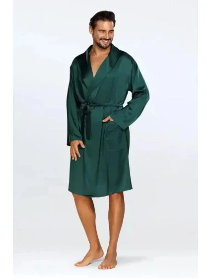 Pánský saténový župan Lukas zelený - DKaren