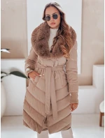 Dámská prošívaná zimní bunda s kožešinou FashionStreet camel TY5077 Dámská prošívaná zimní bunda s kožešinou FashionStreet camel TY5077