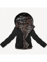 Černá krátká volná dámská bunda s panteřím motivem Miss model 21035940 - Miss TiTi