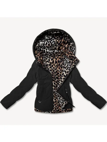 Černá krátká volná dámská bunda s panteřím motivem Miss model 21035940 - Miss TiTi