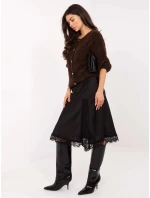 Černá saténová midi sukně s krajkou (3275) Černá saténová midi sukně s krajkou (3275)