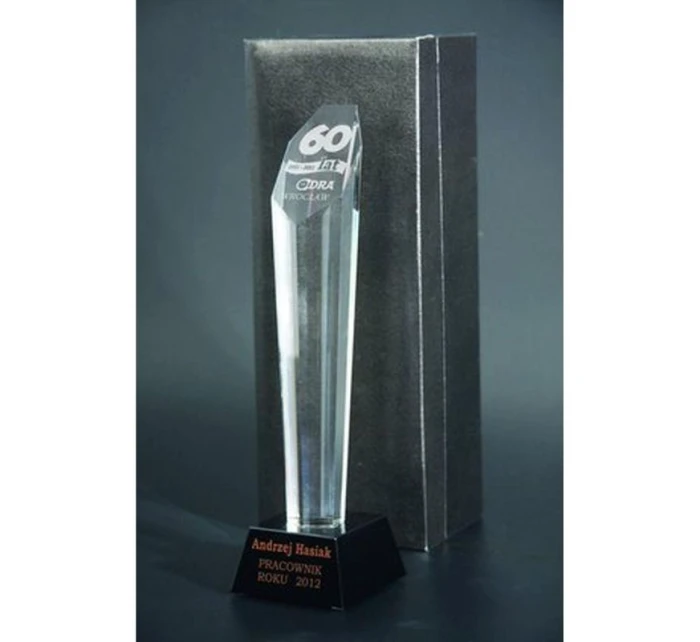 Trofeum szklane grawerowane z etui + wypełnienie farbą Trofeum szklane grawerowane z etui + wypełnienie farbą