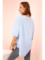 Dámská mušelínová košile s knoflíkem modrý Dámská mušelínová košile s knoflíkem modrý