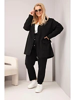 Dámská bavlněná souprava Plus Size s mikinou a kalhotami černá Dámská bavlněná souprava Plus Size s mikinou a kalhotami černá