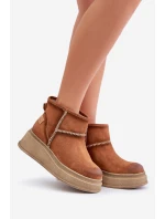 Kožené Semišové Sněhule Boty Na Platformě A Klínu Hnědé model 21678178 Hnědé - Maciejka