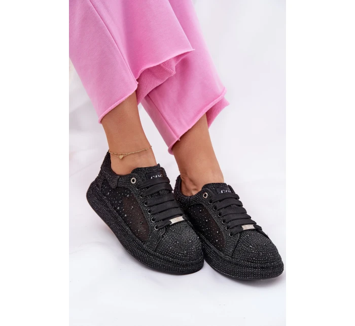 Zdobené tenisky na platformě GOE NN2N4021 černé Zdobené tenisky na platformě GOE NN2N4021 černé