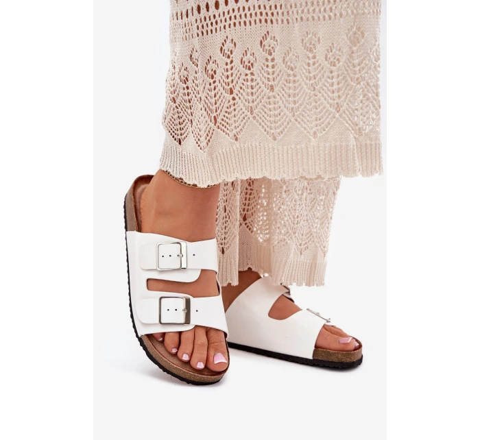 Dámské Pantofle Na Korkové Platformě S Přezkou Bílé model 21699941 - Boto