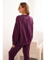 Dámská bavlněná souprava s potiskem Minimal švestková