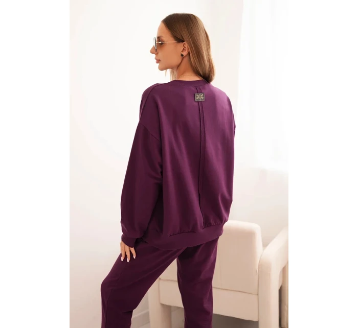 Dámská bavlněná souprava s potiskem Minimal švestková