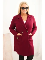 Dámský elegantní plášť Plus Size s límcem a velkými kapsami model 21468732 - K-Fashion Dámský elegantní plášť Plus Size s límcem a velkými kapsami model 21468732 - K-Fashion