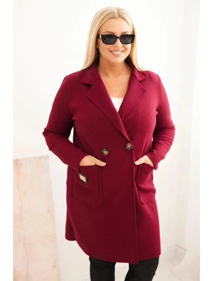 Dámský elegantní plášť Plus Size s límcem a velkými kapsami model 22319492 - K-Fashion Dámský elegantní plášť Plus Size s límcem a velkými kapsami model 22319492 - K-Fashion